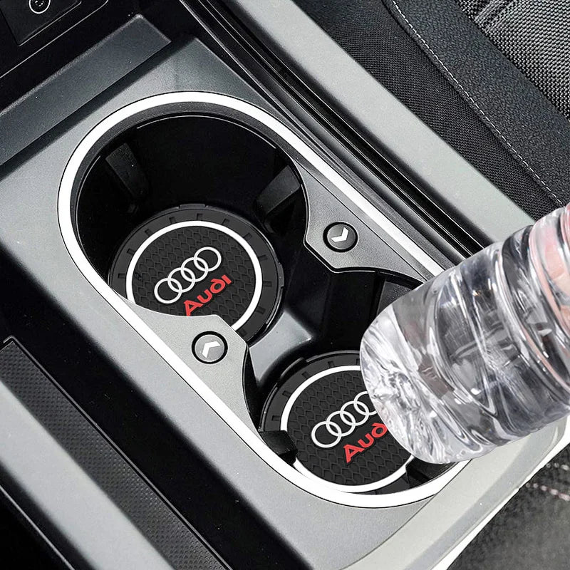 1/2Pcs PVC Car Coasters Water Cup Slots Non-Slip Mat Water Cup Pad For Audi A1 A2 A3 A4 A5 A6 A7 A8 Q1 Q2 Q3 Q4 Q5 Q6 Q7 Q8 R TT