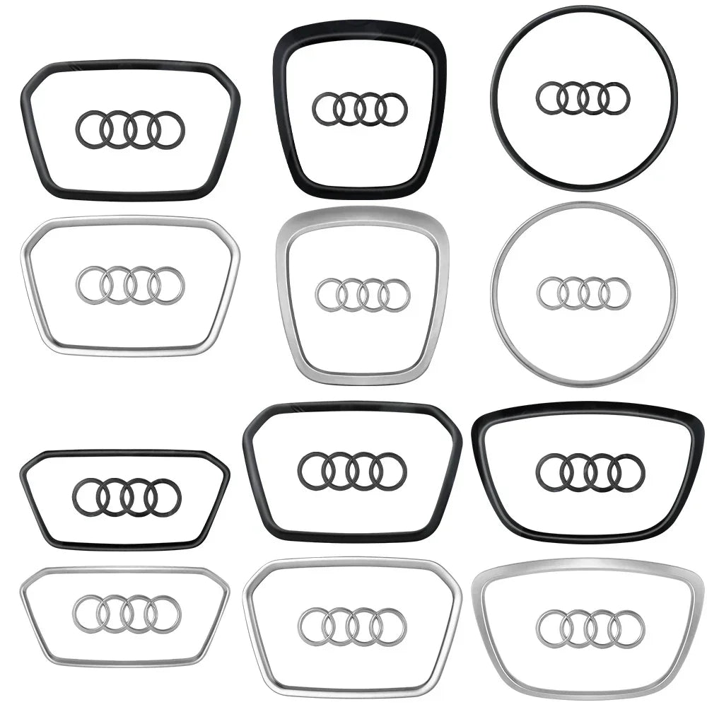 Automobile Steering Wheel Logo Bright Frame Strip Electroplated Car Logo Sticker For Audi A3 A4 B8 8P B9 8V A5 A6 C7 A7 Q3 Q5 Q7