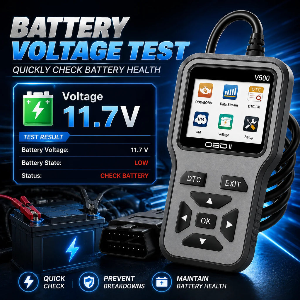 Obd2 Diagnostic Scanner with Functions of Reading and Erasing Fault Codes, Checking I/M Readiness, Vehicle Information, and Volt