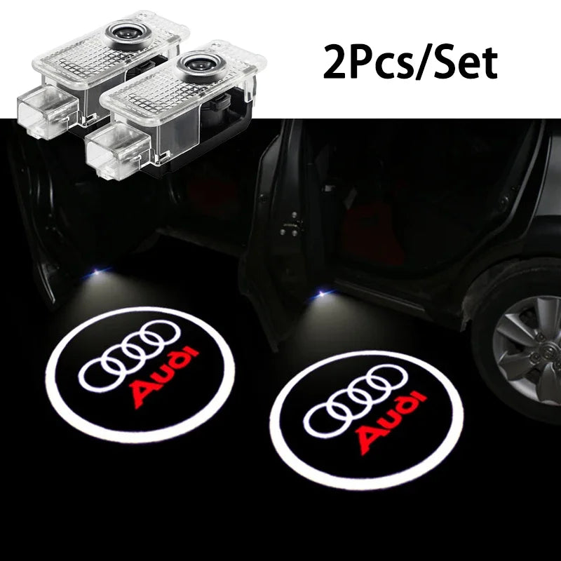 2Pcs LED Car Door Welcome Puddle Light Audi