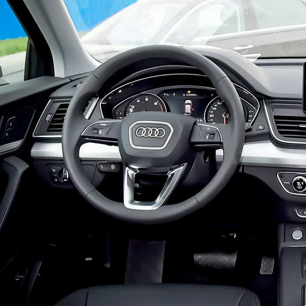 Automobile Steering Wheel Logo Bright Frame Strip Electroplated Car Logo Sticker For Audi A3 A4 B8 8P B9 8V A5 A6 C7 A7 Q3 Q5 Q7