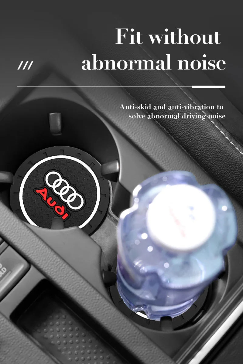 1/2Pcs PVC Car Coasters Water Cup Slots Non-Slip Mat Water Cup Pad For Audi A1 A2 A3 A4 A5 A6 A7 A8 Q1 Q2 Q3 Q4 Q5 Q6 Q7 Q8 R TT