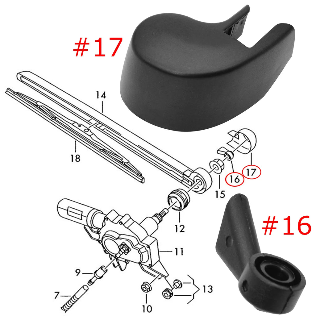 Rear Windscreen Wiper Arm Nut Bolt Cap Cover Washer Nozzle Jet For Audi A1 Sportback A3 8P 8V A4 B6 B7 B8 B9 A6 C6 C7 Q3 Q5 Q7