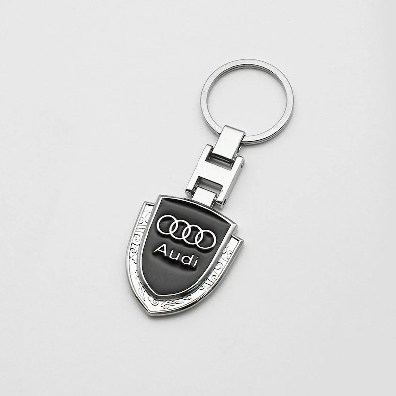 Woven Leather & Metal Keyring — Audi