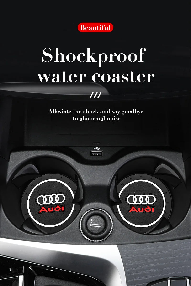 1/2Pcs PVC Car Coasters Water Cup Slots Non-Slip Mat Water Cup Pad For Audi A1 A2 A3 A4 A5 A6 A7 A8 Q1 Q2 Q3 Q4 Q5 Q6 Q7 Q8 R TT