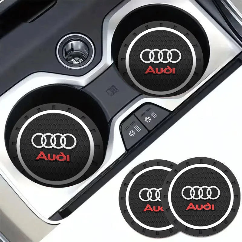 1/2Pcs PVC Car Coasters Water Cup Slots Non-Slip Mat Water Cup Pad For Audi A1 A2 A3 A4 A5 A6 A7 A8 Q1 Q2 Q3 Q4 Q5 Q6 Q7 Q8 R TT