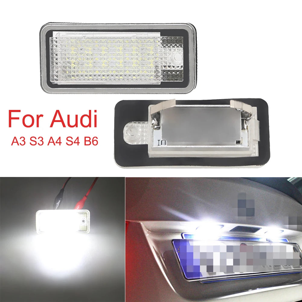 2pcs LED Number Plate Light For Audi A3 A4 S4 RS4 B6 B7 A6 RS6 S6 C6 S5 Q7 A8 S8 Avant Canbus Error Free License Plate Lamp