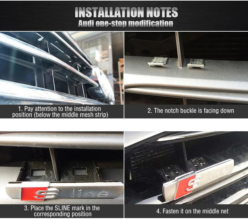 Auto Accessories Car SLINE Logo Front Grille Badge Body Trunk Decoration Sticker For Audi A1 A3 8P A4 B5 B6 B7 B8 A5 A6 C5 C6