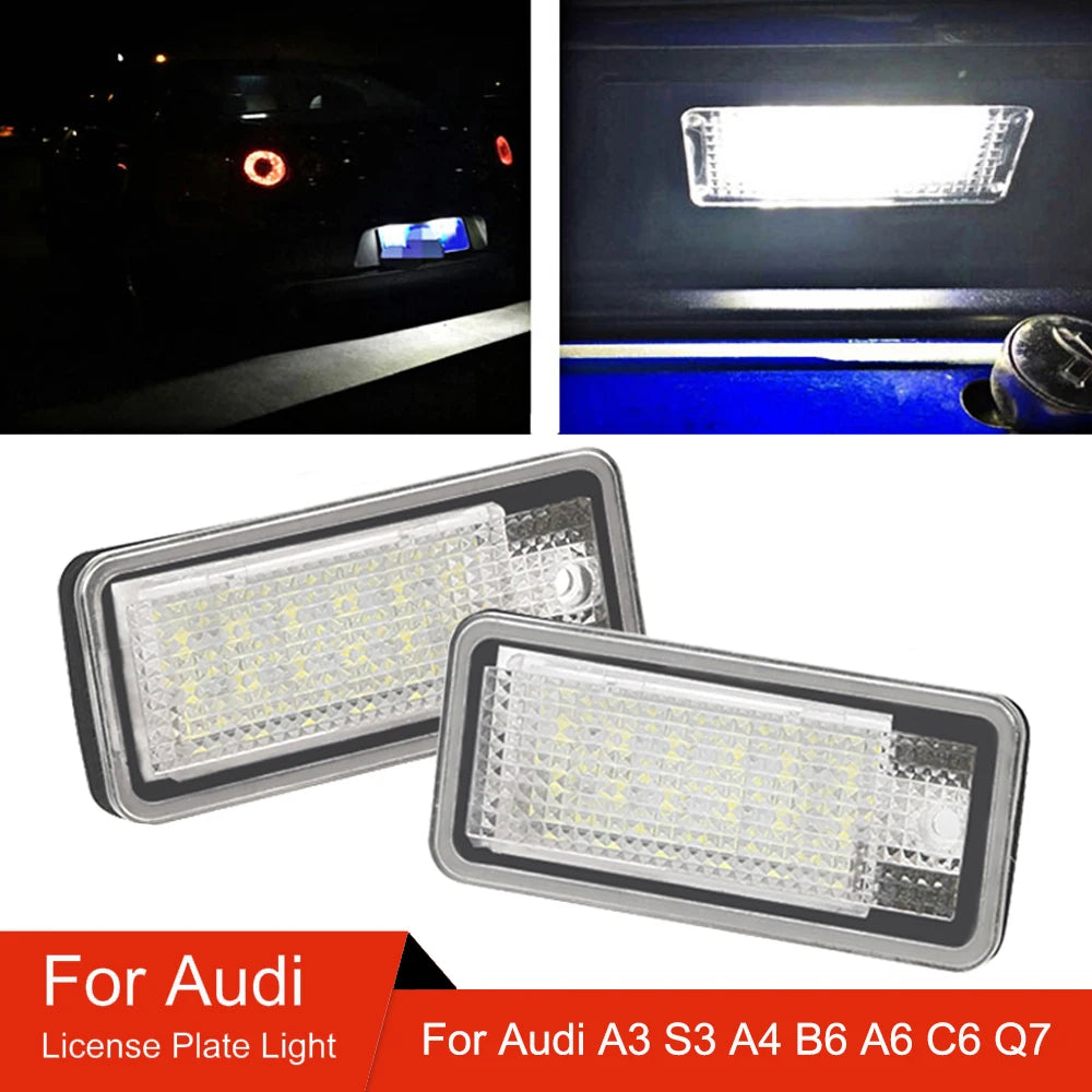 2pcs LED Number Plate Light For Audi A3 A4 S4 RS4 B6 B7 A6 RS6 S6 C6 S5 Q7 A8 S8 Avant Canbus Error Free License Plate Lamp