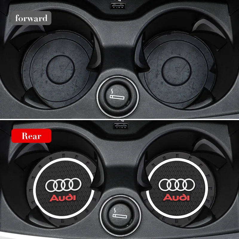 1/2Pcs PVC Car Coasters Water Cup Slots Non-Slip Mat Water Cup Pad For Audi A1 A2 A3 A4 A5 A6 A7 A8 Q1 Q2 Q3 Q4 Q5 Q6 Q7 Q8 R TT