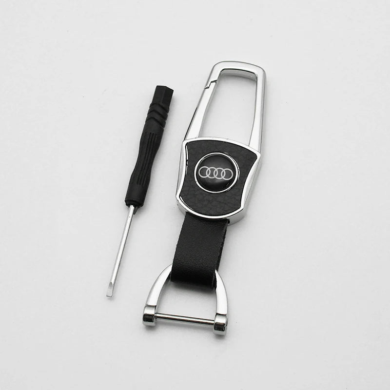 3D Metal Car Styling Badge Keychain Leather Woven For Audi A3 A4 B8 8P 8V A6 C7 A5 Q5 B7 B6 B9 SLINE Emblem Key Ring Accessories