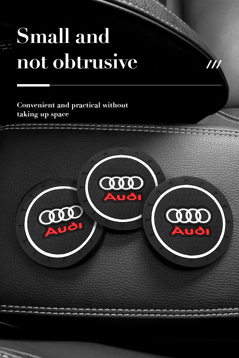 1/2Pcs PVC Car Coasters Water Cup Slots Non-Slip Mat Water Cup Pad For Audi A1 A2 A3 A4 A5 A6 A7 A8 Q1 Q2 Q3 Q4 Q5 Q6 Q7 Q8 R TT