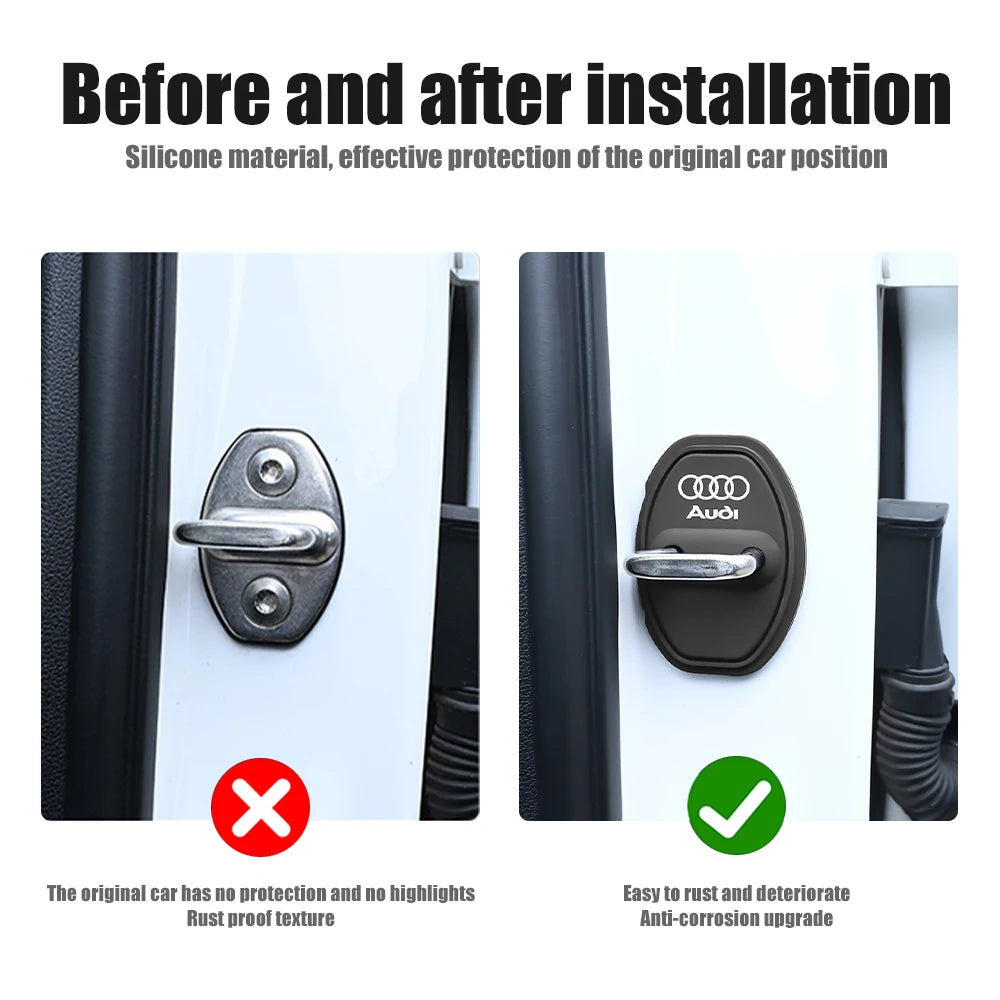 2/4Pcs Car Door Lock Anti-collision Silicone Cover for Audi Sline A1 A2 A3 A4 A4L A5 A6 A7 A8 A8L TT Q1 Q2 Q3 Q4 Q5 Q6 Q7 Q8 B2