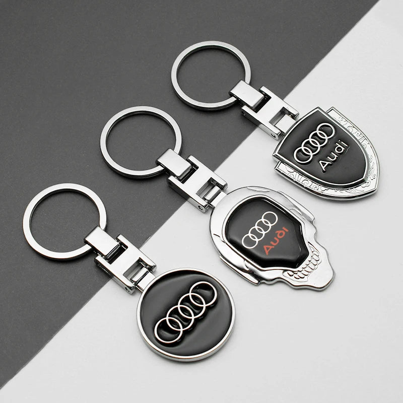 3D Metal Car Styling Badge Keychain Leather Woven For Audi A3 A4 B8 8P 8V A6 C7 A5 Q5 B7 B6 B9 SLINE Emblem Key Ring Accessories