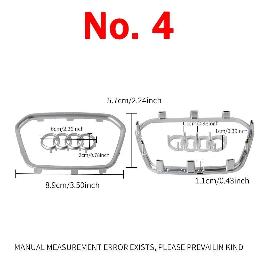Automobile Steering Wheel Logo Bright Frame Strip Electroplated Car Logo Sticker For Audi A3 A4 B8 8P B9 8V A5 A6 C7 A7 Q3 Q5 Q7