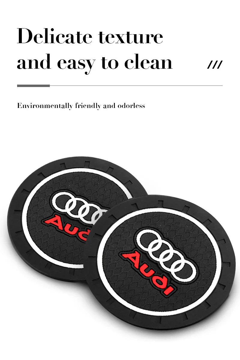1/2Pcs PVC Car Coasters Water Cup Slots Non-Slip Mat Water Cup Pad For Audi A1 A2 A3 A4 A5 A6 A7 A8 Q1 Q2 Q3 Q4 Q5 Q6 Q7 Q8 R TT