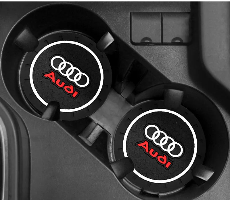 1/2Pcs PVC Car Coasters Water Cup Slots Non-Slip Mat Water Cup Pad For Audi A1 A2 A3 A4 A5 A6 A7 A8 Q1 Q2 Q3 Q4 Q5 Q6 Q7 Q8 R TT