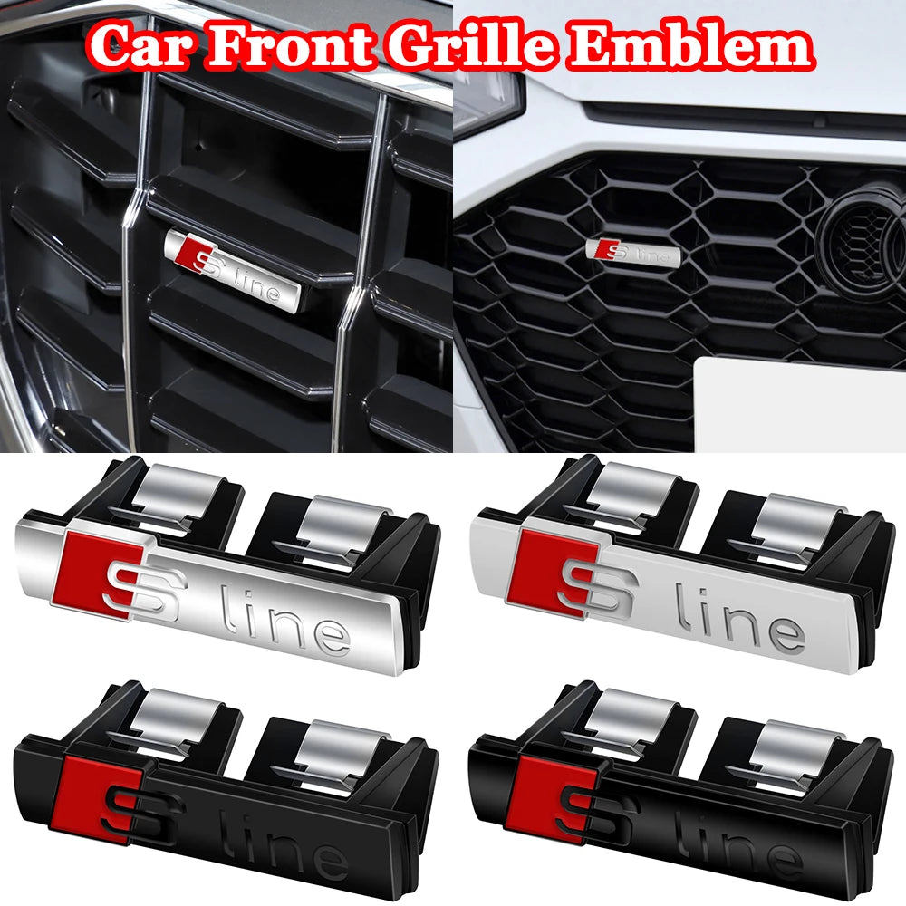 Auto Accessories Car SLINE Logo Front Grille Badge Body Trunk Decoration Sticker For Audi A1 A3 8P A4 B5 B6 B7 B8 A5 A6 C5 C6