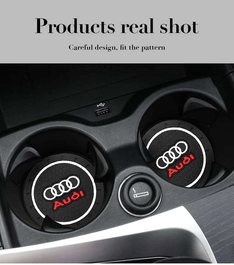 1/2Pcs PVC Car Coasters Water Cup Slots Non-Slip Mat Water Cup Pad For Audi A1 A2 A3 A4 A5 A6 A7 A8 Q1 Q2 Q3 Q4 Q5 Q6 Q7 Q8 R TT