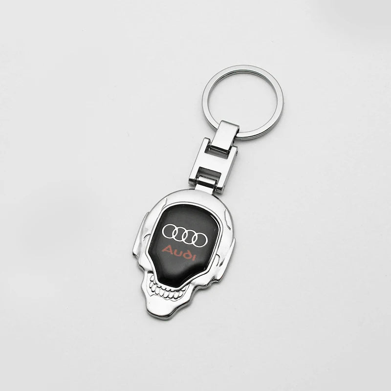 Woven Leather & Metal Keyring — Audi