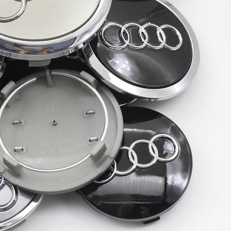 4Pcs 56mm 60mm 61mm 68mm 69mm 77mm Car Wheel Center Hub Cap For Audi A1 A3 A4 A5 A6 A7 A8 Q2 Q5 Q7 Q3 RS S TT Rim Cover Stickers