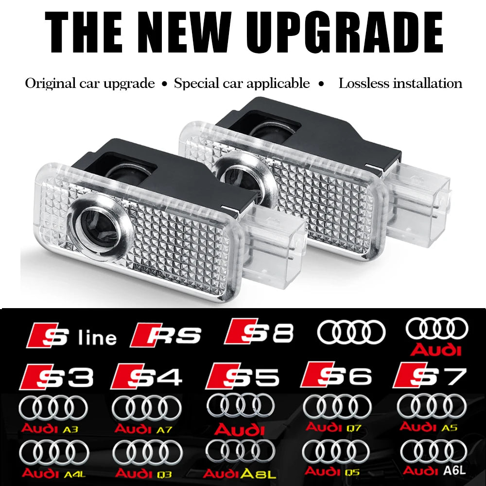 LED Car Door Logo Welcome Lights Auto Laser Projector Lamp For Audi Sline S3 S4 S5 S6 S7 RS Q7 Q5 Q3 A4 B8 8P A3 A6 C7 A5 A6L