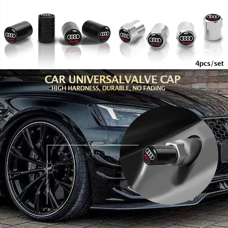 4Pcs Car Wheel Tire Valve Caps Tyre Stem Cover Bolt-In Accessories For Audi Sline A6 Q7 A7 S3 A8 A3 RS A1 A5 A4 Quattro Q5 Q3 TT