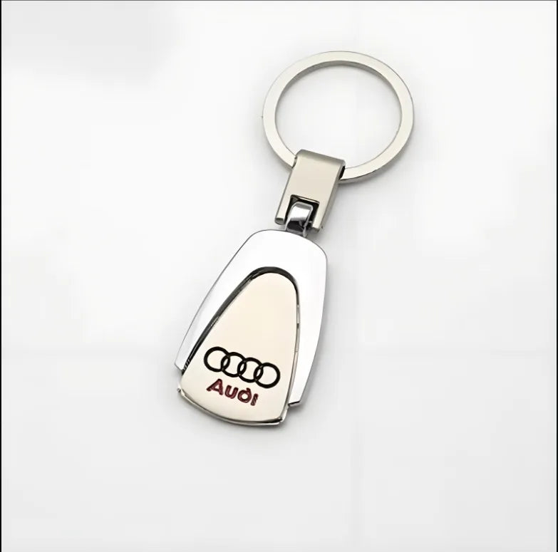Woven Leather & Metal Keyring — Audi