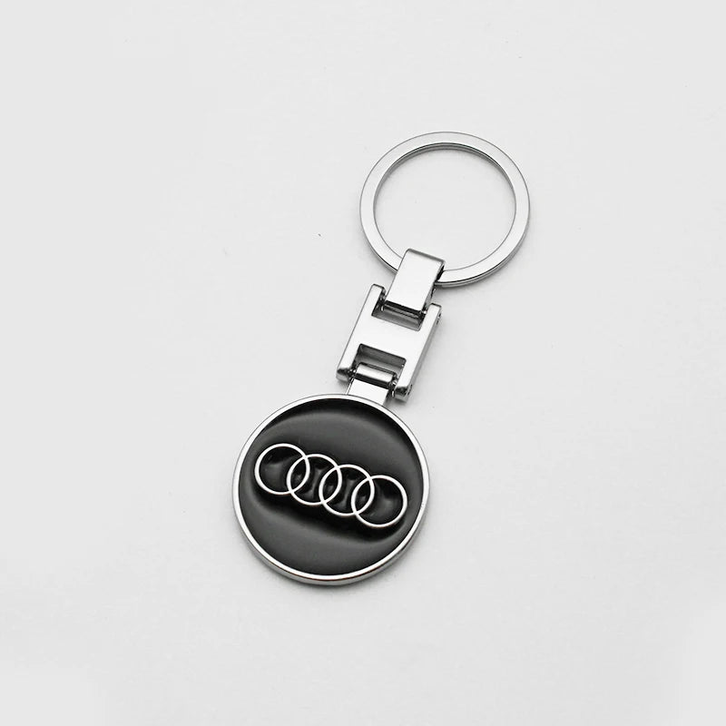 Woven Leather & Metal Keyring — Audi