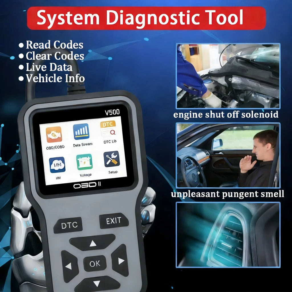 Obd2 Diagnostic Scanner with Functions of Reading and Erasing Fault Codes, Checking I/M Readiness, Vehicle Information, and Volt