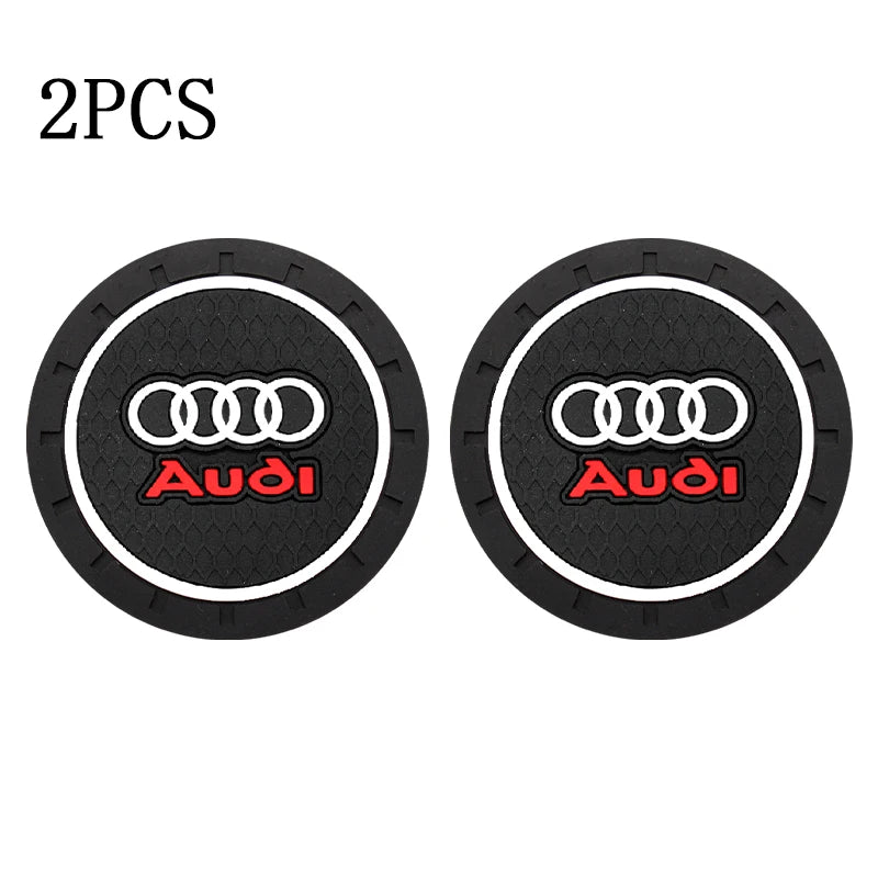 1/2Pcs PVC Car Coasters Water Cup Slots Non-Slip Mat Water Cup Pad For Audi A1 A2 A3 A4 A5 A6 A7 A8 Q1 Q2 Q3 Q4 Q5 Q6 Q7 Q8 R TT