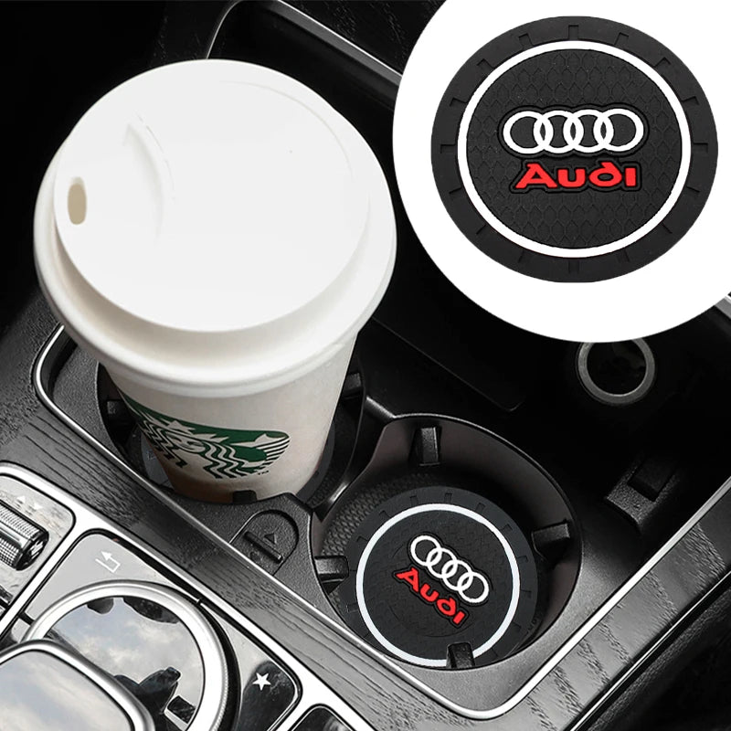 1/2Pcs PVC Car Coasters Water Cup Slots Non-Slip Mat Water Cup Pad For Audi A1 A2 A3 A4 A5 A6 A7 A8 Q1 Q2 Q3 Q4 Q5 Q6 Q7 Q8 R TT