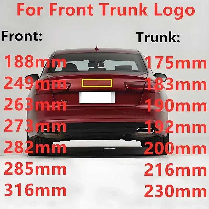 4Rings Logo ABS Chrome Black For Audi  A3 A4 A5 A6 A7 A8 C7 C6 C5 B5 B6 B7 TT Car Front Hood Emblem Bonnet Auto Badge Rear Trunk