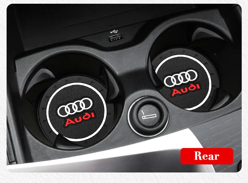 1/2Pcs PVC Car Coasters Water Cup Slots Non-Slip Mat Water Cup Pad For Audi A1 A2 A3 A4 A5 A6 A7 A8 Q1 Q2 Q3 Q4 Q5 Q6 Q7 Q8 R TT