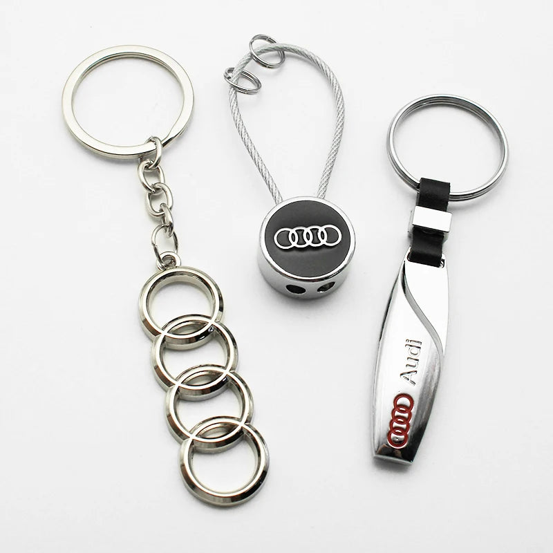 3D Metal Car Styling Badge Keychain Leather Woven For Audi A3 A4 B8 8P 8V A6 C7 A5 Q5 B7 B6 B9 SLINE Emblem Key Ring Accessories