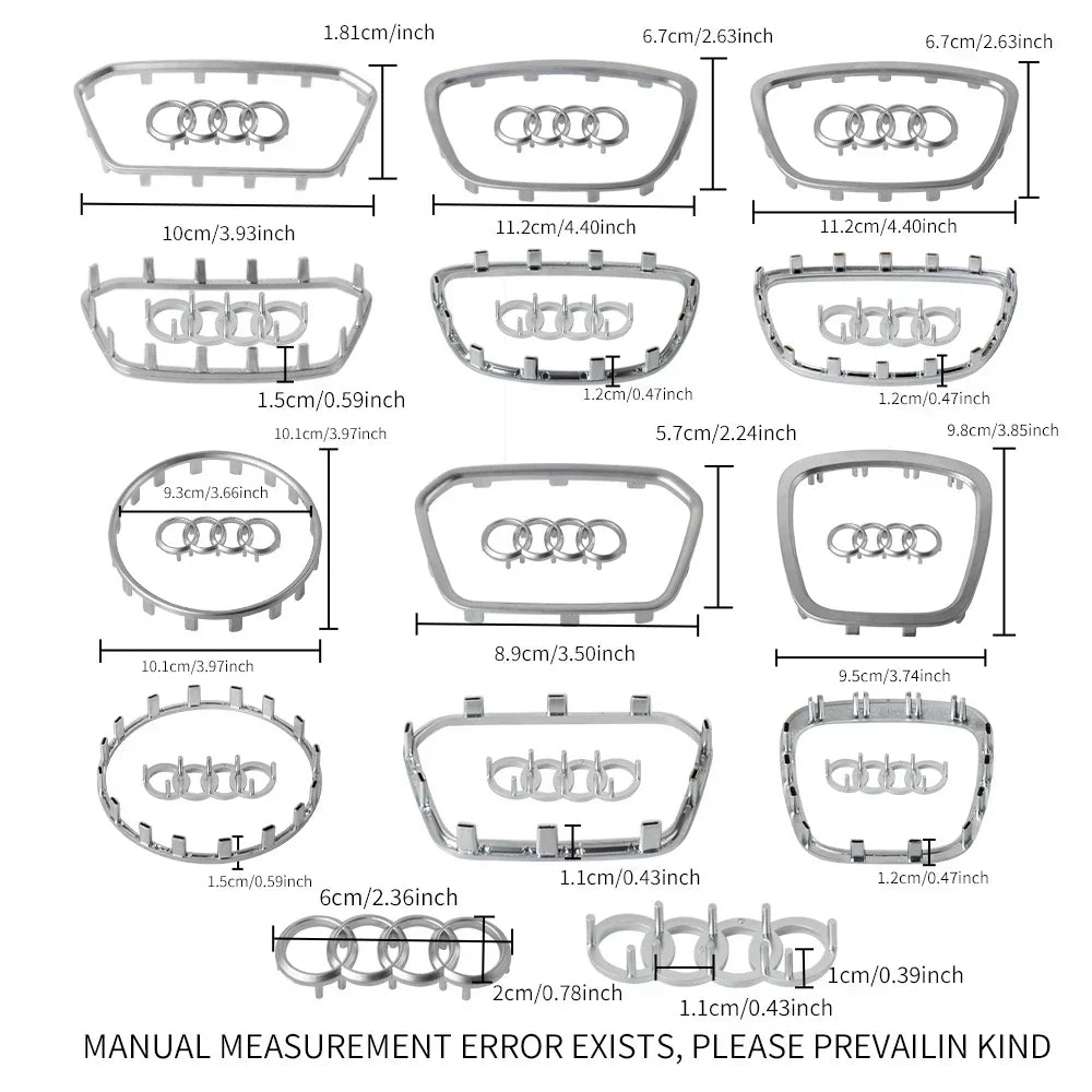 Automobile Steering Wheel Logo Bright Frame Strip Electroplated Car Logo Sticker For Audi A3 A4 B8 8P B9 8V A5 A6 C7 A7 Q3 Q5 Q7