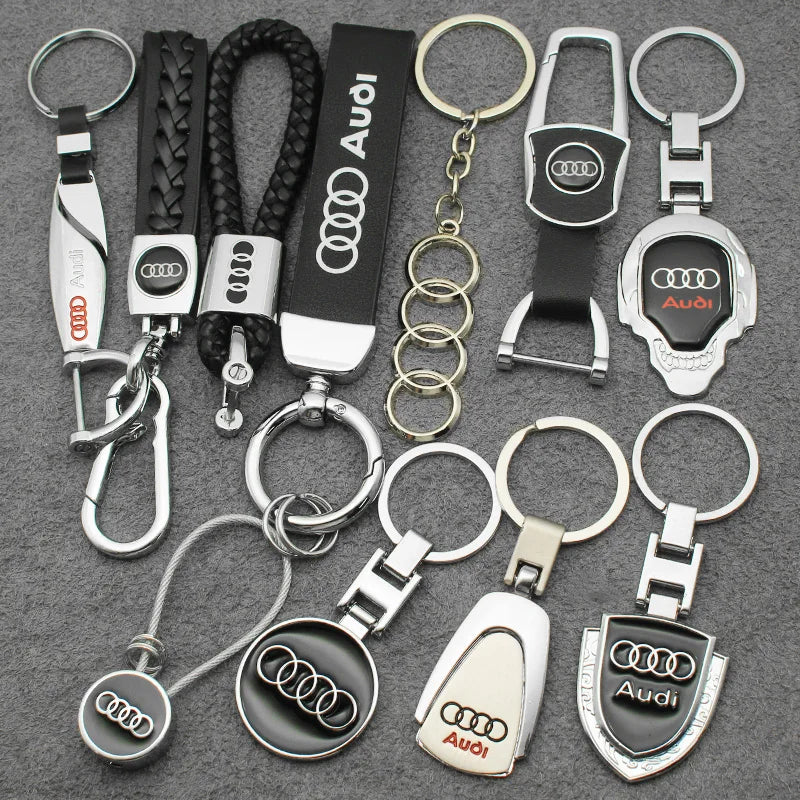 3D Metal Car Styling Badge Keychain Leather Woven For Audi A3 A4 B8 8P 8V A6 C7 A5 Q5 B7 B6 B9 SLINE Emblem Key Ring Accessories