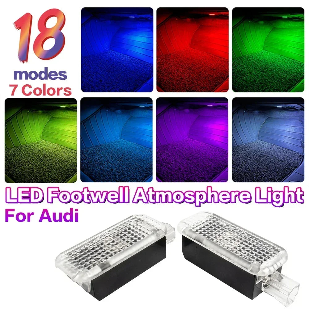 New LED Car RGB Footwell Lamp Interior Decoration Atmosphere Light Decorative For Audi VW Skoda Seat Porsche Auto Accessories