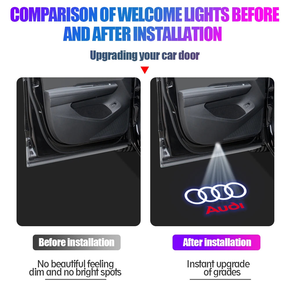 LED Car Door Logo Welcome Lights Auto Laser Projector Lamp For Audi Sline S3 S4 S5 S6 S7 RS Q7 Q5 Q3 A4 B8 8P A3 A6 C7 A5 A6L