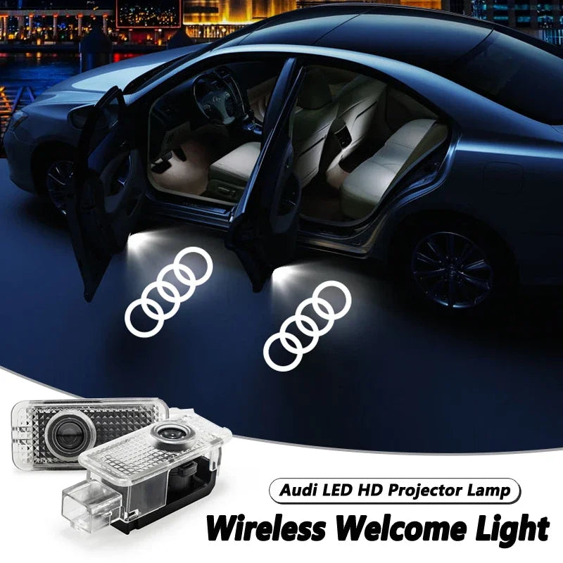 2Pcs LED Car Door Welcome Puddle Light Audi