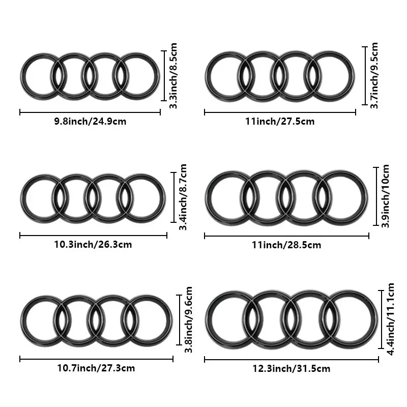 4Rings Logo ABS Chrome Black For Audi  A3 A4 A5 A6 A7 A8 C7 C6 C5 B5 B6 B7 TT Car Front Hood Emblem Bonnet Auto Badge Rear Trunk