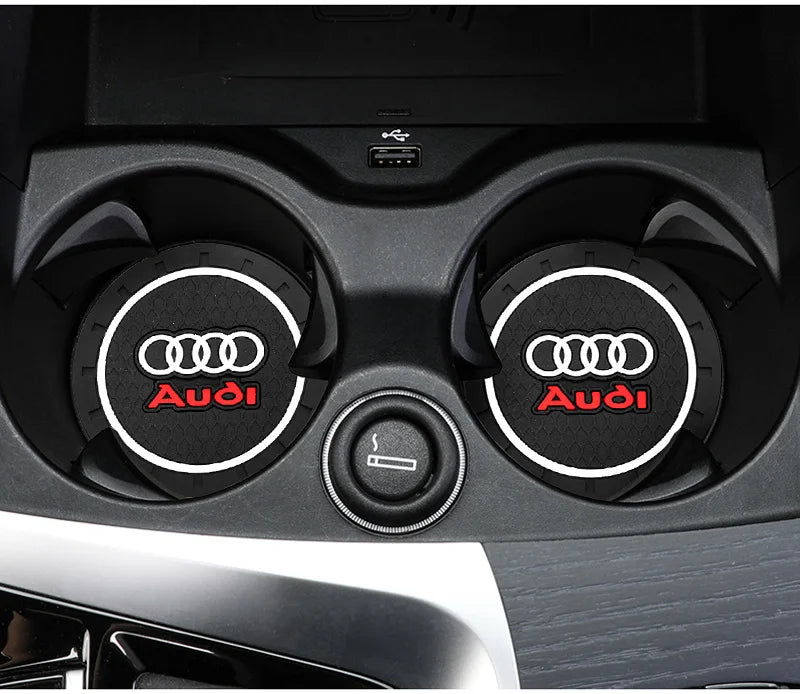 1/2Pcs PVC Car Coasters Water Cup Slots Non-Slip Mat Water Cup Pad For Audi A1 A2 A3 A4 A5 A6 A7 A8 Q1 Q2 Q3 Q4 Q5 Q6 Q7 Q8 R TT