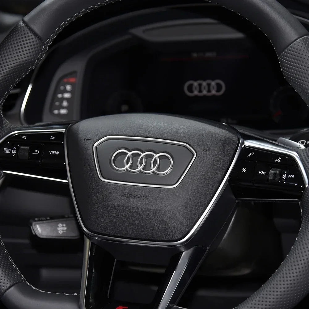 Automobile Steering Wheel Logo Bright Frame Strip Electroplated Car Logo Sticker For Audi A3 A4 B8 8P B9 8V A5 A6 C7 A7 Q3 Q5 Q7