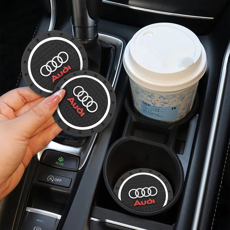 1/2Pcs PVC Car Coasters Water Cup Slots Non-Slip Mat Water Cup Pad For Audi A1 A2 A3 A4 A5 A6 A7 A8 Q1 Q2 Q3 Q4 Q5 Q6 Q7 Q8 R TT