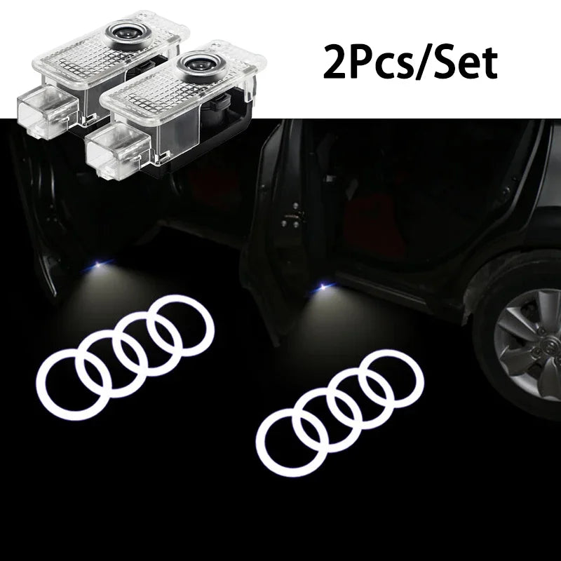 2Pcs LED Car Door Welcome Puddle Light Audi