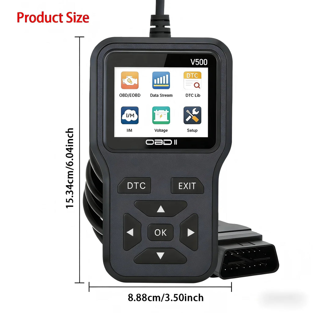 Obd2 Diagnostic Scanner with Functions of Reading and Erasing Fault Codes, Checking I/M Readiness, Vehicle Information, and Volt